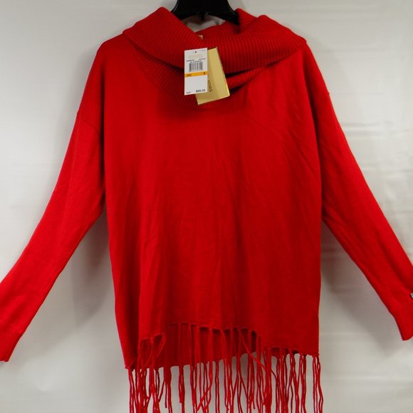 Michael Kors Sweaters - Michael Kors Red Blaze Fringe Bottom Sweater Sz S
